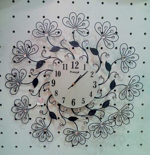 Designer Wall Clocks - Metal & Glass, 30-40 cm Diameter, White | Stylish Design, Quartz Mechanism, Battery Powered, Easy Install