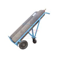 Double Gas Cylinder Trolley - Ms Material, Different Sizes Available, Blue Color | Semi Trailer Design, Max Load Capacity 250