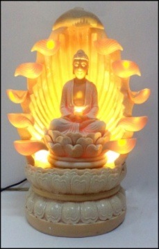 Fountains - Resin 12x10x8 Inches, Warm White Light | Water Feature, Ambient Lighting, Relaxing Sounds