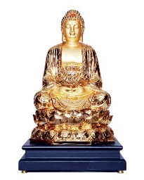 Gold Platted Buddha - Metal Alloy with Wood Base, 15-20cm | Gold Plated, Intricate Detail, Collectible Spiritual Decor