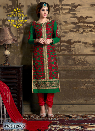 Designer Chodidaar Suit - Silk Blend, 54 Inches, Green | Elegant Design, Zardozi Embroidery, Comfortable Fit, Handcrafted