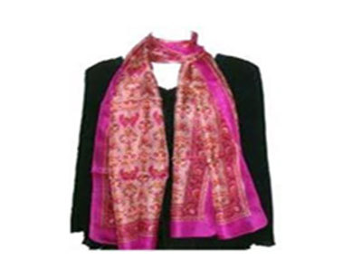 Printed Silk Stole - Pure Silk, 70x180 cm, Pink | Attractive Look, Alluring Pattern, Soft Texture, Luxurious Feel