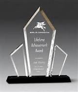 Crystal Awards - Acrylic & Crystal, 10 Inches High, Black Pedestal, Engravable Plates , Elegant Geometric Design With High Clarity