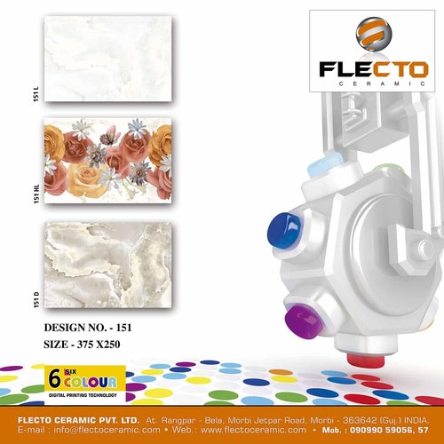 Digital Wall Tiles - Ceramic, Glossy Finish, Ultrafine, High Durability, Scratch Resistant, Low Water Absorption