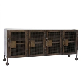 Industrial Iron Sideboard with Mesh Cabinets