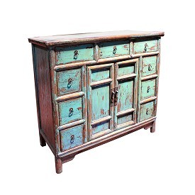 Nine Drawers Gansu Painted Cabinet