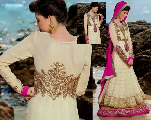Latest Designer Party Wear LiY Georgette Salwar Ka - Georgette Top, Shiftfon Dupatta, Shantoon Chudidar, Off-white, Zari & Pita Work | Elegant Design, Comfortable Fit, Matching Dupatta