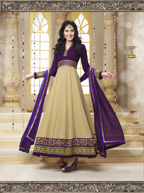 Bollywood Crim & Purple Anarkali Suit