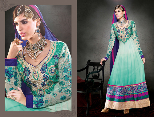 semi stitch dress - Georgette Top, Shantoon Bottom, Teal, Shiffon Dupatta, Zari & Pita Work, Matching Dupatta, Elegant Design