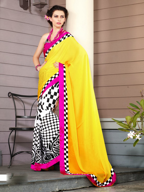 Dazzling Yellow Saree