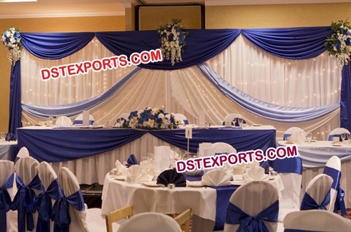 Wedding Stage White Blue Backdrop