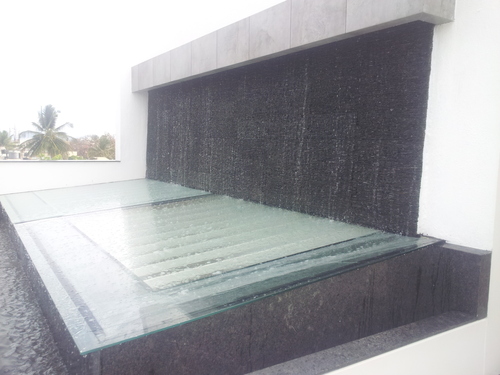 Glass SkyLight Water Curtain - Fiberglass and Glass, Custom Size, Matte Black | Versatile Indoor and Outdoor Water Feature, Easy Maintenance, Stunning Reflection Effects