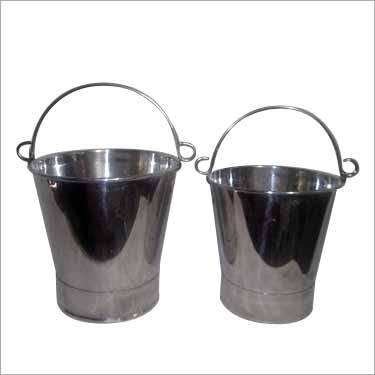 Large Steel Bucket - Stainless Steel, Varies in Size and Weight, Polished Finish | Durable, Rust Resistant, High Strength, Metal Handle, Easy to Clean