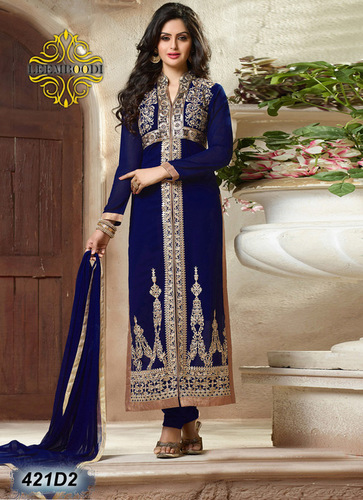Attractive Dress Material Collection - Silk, 54 Inches, Blue | Elegant Design, Gold Thread Embroidery, Comfortable Fit, Stylish Look, Vibrant Colors, Perfect Stitching, Trendy Style, Durable Material