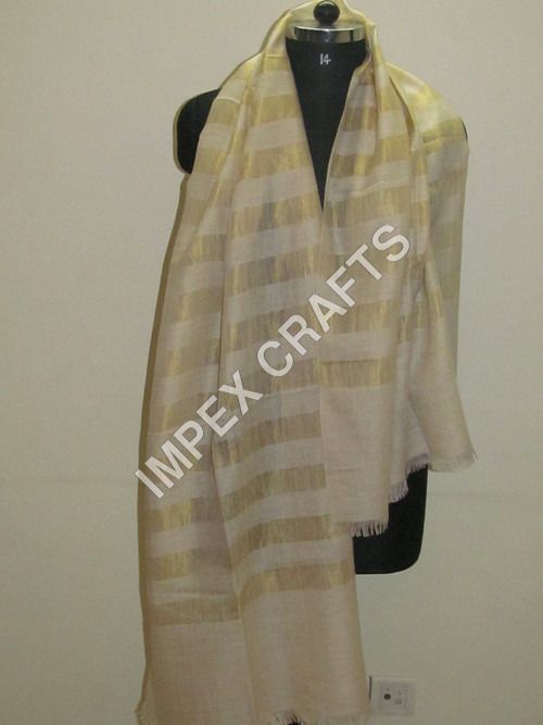 Gloden Pashmina Zari Stripe Handmade Stole