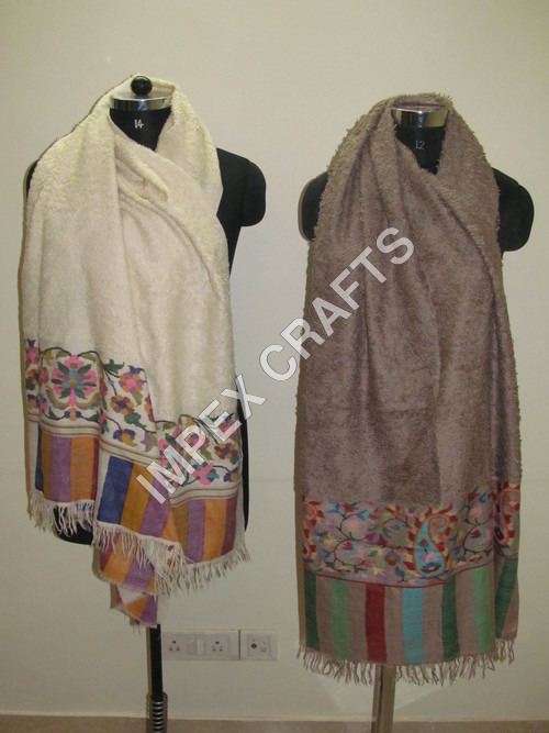 White And Brown Pashmina With Kani Border