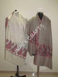 White Pashmina With Paper Mache Work