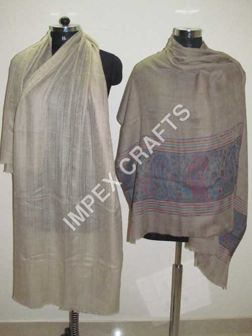 White Designer Pure Pashmina Shawl