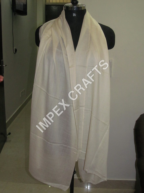 Cashmere Wool Plane - Women's Daily Wear , Cream Color with Plain Pattern