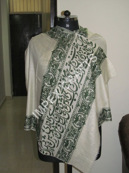 White Pashmina Border Black Handmade Scarves