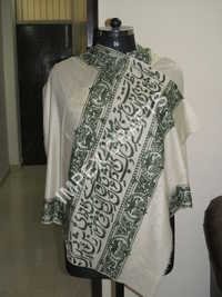 White Pashmina Border Black Handmade Scarves