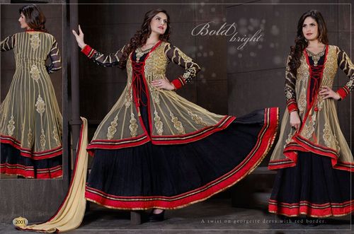 Georgette Dress With Red Border