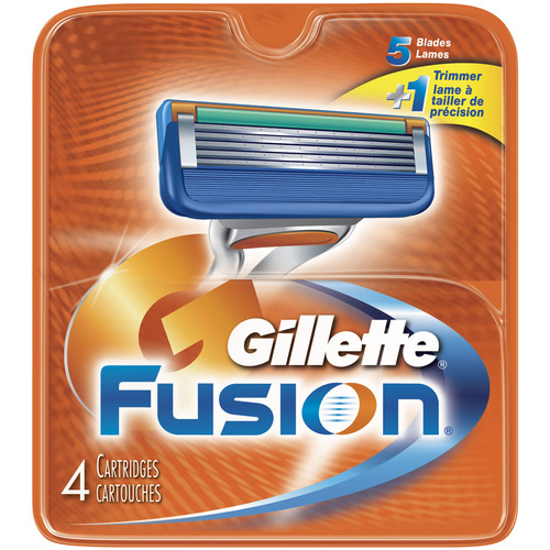 Gillette Fusion Cartridge - Steel Material, 5 Blades, Pack of 4 | Close Shave, Lubrastrip Indicator, Smooth Glide, Reduced Pressure