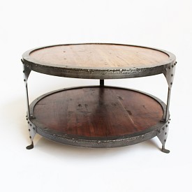 Round Old Wood And Iron Coffee Table By FURNITURE CONCEPTS