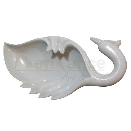 Laheriya Style Marble Bowl - Marble White Swan Shape | Handcrafted Smooth Finish Elegant Decorative Piece