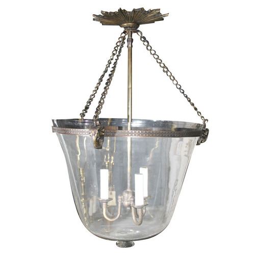 Silver And White Glass Hanging Lamp