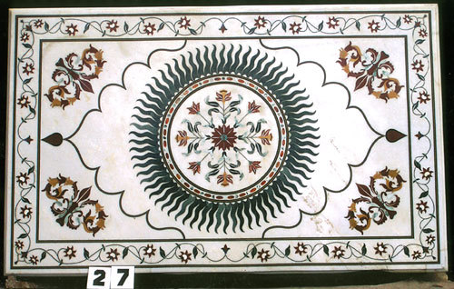 Indian White Marble Inlay Table Tops