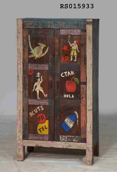 Handmade Rustic Painted Cabinet