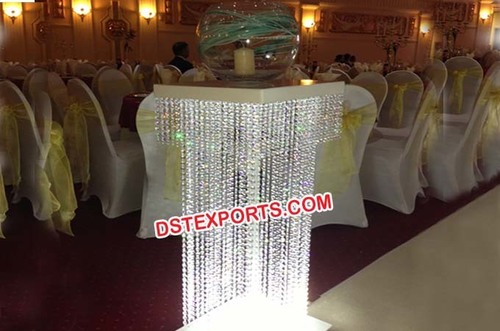 Wedding Walkway Crystal Columns - Metal with Original Crystal, 3.5-4 Feet, Built-in Lighting, Elegant Design