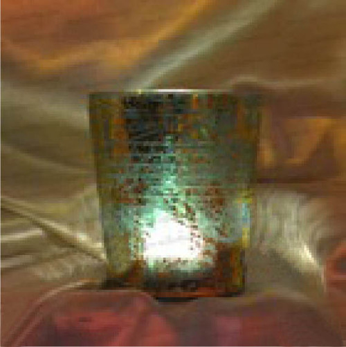 GLASS CANDLE VOTIVE MERCURIC SILVER