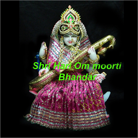 Saraswati Mata Marble Moorti - Marble Religious Style Carved Finish | Durable Eco-Friendly Easy to Clean Eye-Catching Design