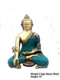 Green Stone worked buddha statue