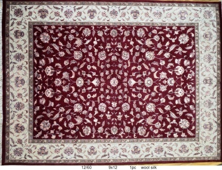 Persian Hand Made Carpet - Wool/Silk/Viscose, Custom Size, Burgundy | Hand-knotted/Tufted/Flat Weave, Floral Design, Durable, Elegant, Unique Patterns