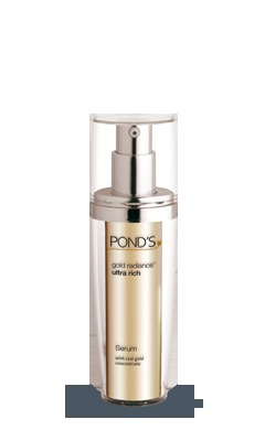 Ponds Gold Radiance Ultra Rich Day Serum - Glass, Plastic 10x5x3 cm, Gold | Hydrates, Brightens, Softens, Nourishes, Evens Tone