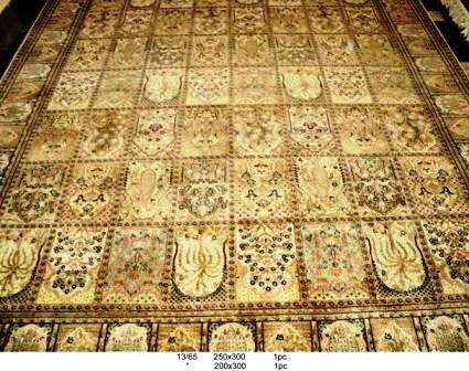 Persian Hand Knotted Carpet - Wool Silk, Customizable Size, Beige | Luxury, Floral Design, High Knot Density, Durable