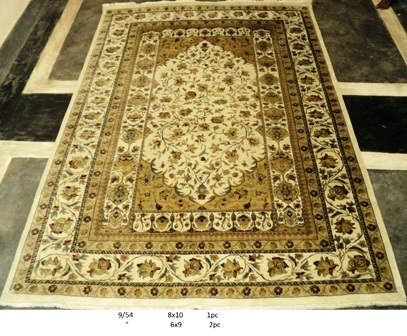 Persian Hand Knotted Carpet - Wool Silk, Customizable Size, Beige | Hand-Knotted, Intricate Design, Medium Pile Height, Durable Material