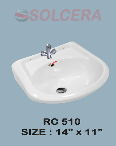 Portable Ceramic Wash Basin - 14"x11" , Round Shape, Wall Mounted, Easy Maintenance and Attractive Colors