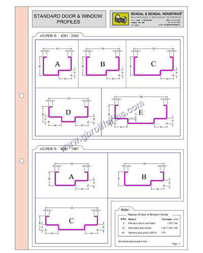 Pressed Steel Door Windows Section