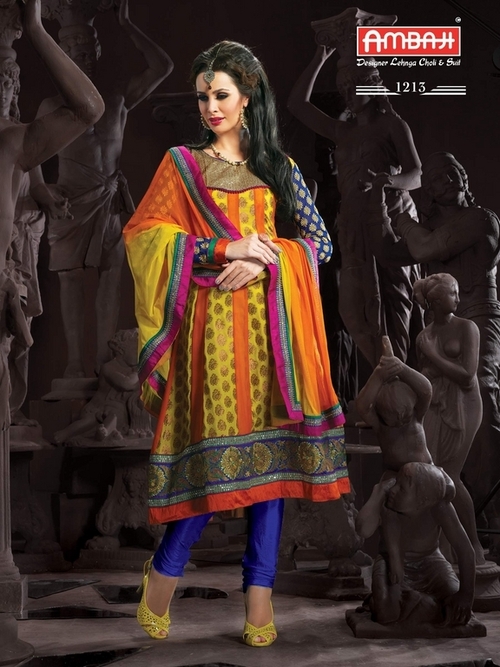 Designer Anarkali Suits - Silk Blend, 54 Inches, Multicolor | Elegant Design, Intricate Embroidery, Comfortable Wear