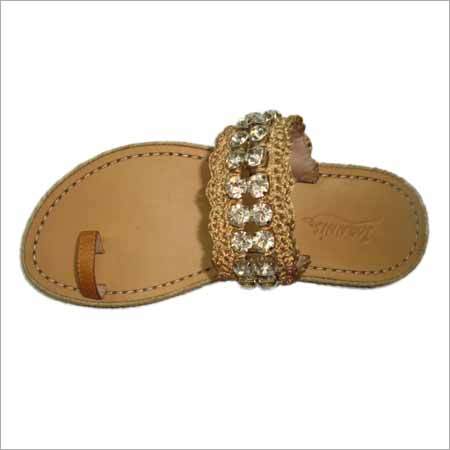 Sandals - Leather, Variable Size, Beige | Slip-On, Breathable, Comfortable Fit, Durable Material, Handcrafted, Elegant Look, Lightweight, Stylish Design, Unique Style, Embellished Sole