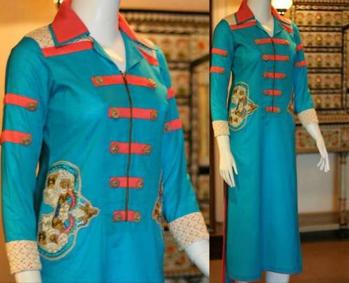 Women Wear - Silk, 50 Inches, Teal | Button-Down Closure, Stylish Design, Comfortable Fit, Elegant Look, Durable Material