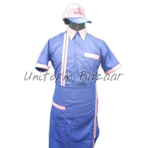 Waiter Service Uniform - Lamb Leather, S-XXL, Light Blue | Durable, Comfortable, Stylish, Professional, Includes Apron and Cap