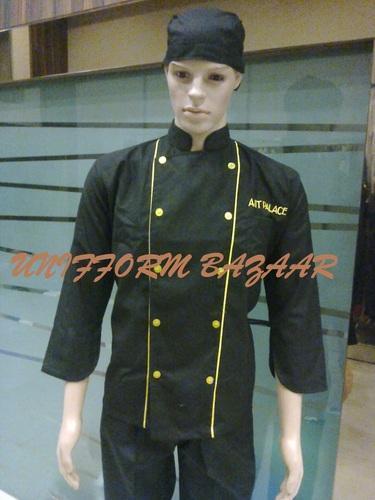 Black With Yellow Piping Chef Coat