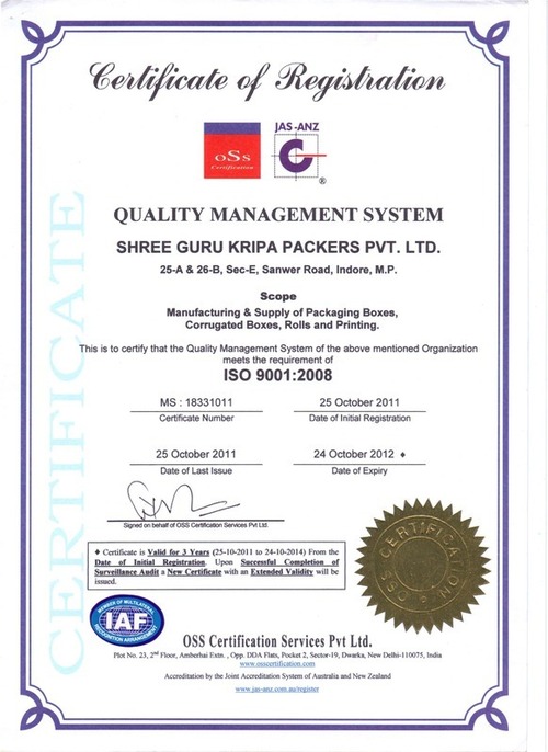 ISO 9001:2008 Quality Certificate