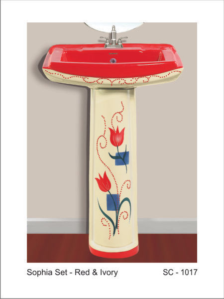 Ceramic Colored Pedestal Wash Basin