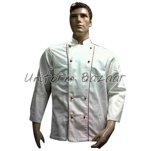 White With Red Piping Chef Coat